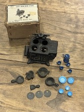 Miniature Cast Iron 'Queen' Toy Wood Cook Stove with Chimney, Kettle & Accessories — listing 6