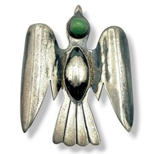 Vintage Mexican Sterling Silver Abalone Inlay Thunderbird Brooch