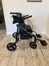 Blue Rollator Walker with Padded Seat, Wire Basket, and Hand Brakes — listing 5