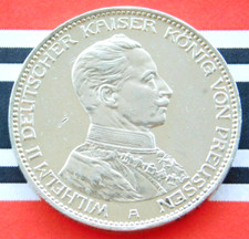German Empire Prussia 3 Mark Silver Coin, Wilhelm II in Uniform, 1914 A (Berlin Mint) — listing 6