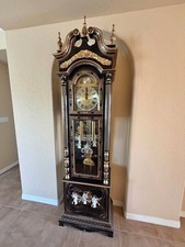 Vintage Oak Case Tempus Fugit Quartz Grandfather Clock with Chain-Weight Movement — listing 6