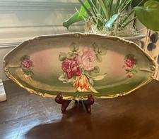 Antique Hand-Painted Nippon Porcelain Vase with Floral Cartouche and Moriage Gold Beading — listing 2