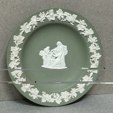Wedgwood Sage Green Jasperware 4.5" Miniature Plate with Neoclassical Relief