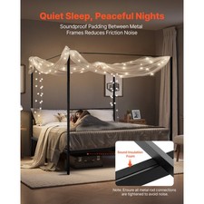Harbor Dark Brown Wood Frame King Canopy Bed with Upholstered Headboard — listing 6