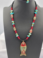 Handmade Multicolor Beaded Statement Necklace with Acrylic Rondelles and Silver Spacers — listing 3