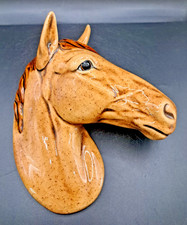 Vintage Ceramic Three Horse Heads Wall Plaque, Chalkware/Ceramic Airbrushed Equestrian Wall Art — listing 4