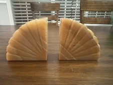 Vintage Carved Onyx Stone Bookends, Pair