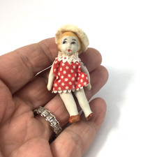 Miniature Bisque Porcelain Baby Doll in Christening Gown, 8.5 inch, on Stand — listing 3