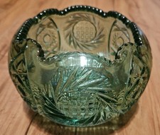 Vintage Avocado Green Pressed Glass Punch/Tea Cup with Swirl Panel Pattern — listing 3