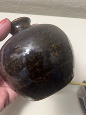 Studio Art Pottery Bud Vase with Textured Carved Surface and Ruffled Rim — listing 5