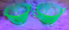 Federal Glass Green Uranium (Vaseline) Depression Glass Small Dish, Starburst Pattern, 3 1/4 inch — listing 6
