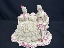 Rococo-Style Porcelain Courting Couple Figural Table Lamp with Mandolin Player — listing 4