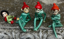 Pair of Mid-Century Green Pixie Elf Ceramic Figurines — listing 5