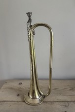 Vintage Brass Military-Style Bugle with Mouthpiece and Chain — listing 6