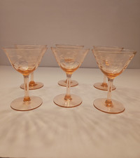 Pink Depression Glass Etched Champagne Coupe Set — listing 5