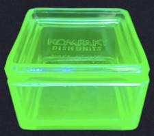 Uranium Glass Slab / Tile with Center Hole, 4 x 4 inch, Yellow-Green Vaseline Glass — listing 3