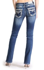 Grace in LA Women's Bootcut Jeans, Size 28, Embellished Flap Pockets — listing 6