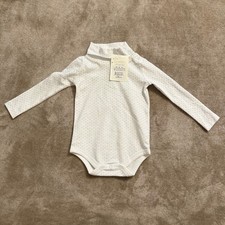 The Beaufort Bonnet Company White Turtleneck with Blue Bow Print, Size 8