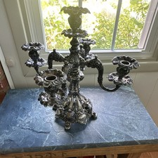 Reed & Barton Silverplate 4-Light Candelabra Centerpiece with Glass Bowl, Pattern 331