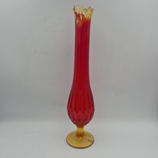Fenton Amberina Stretch Swung Bud Vase, 18 1/2 inches — listing 4