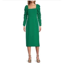 Antonio Melani Emerald Green Long Sleeve Sheath Dress with Floral Lace Hem, Size 2 — listing 6