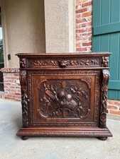 Antique Italian Renaissance Revival Carved Walnut Breakfront Sideboard / Credenza, 72" x 47" x 25" — listing 4