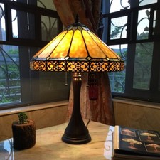 Tiffany-Style Mission Design Stained Glass Table Lamp with Base Night Light — listing 2