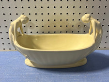 Art Deco Ceramic Console Set: Nude Figural Flower Frog Center Bowl with Kneeling Maiden Candleholders (3-Piece), listing 4