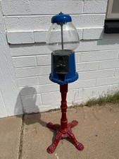 Reproduction Carousel-Style Cast Metal & Glass Gumball Machine, Red — listing 2