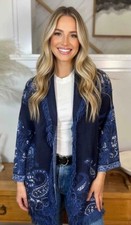 Chico's Cream Open-Front Fringe Cardigan Sweater, Size 2 (US L/XL) — listing 6