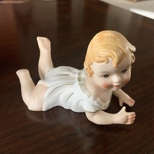 Pair of Bisque Porcelain Piano Baby Figurines with Bonnets (KPM-style Crown Mark) — listing 6