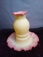 Fenton Burmese Uranium Glass Fairy Lamp with Hand-Painted Tree Landscape — listing 5