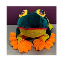 Large Plush Green Frog Stuffed Animal with Red Heart Forehead and Sleepy Eyes — listing 4