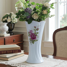 Antique Hand-Painted Porcelain Vase with Pink Rose and Gold Band — listing 3