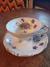 Cherry China Sweet Violets Porcelain Cream and Sugar Set with Gold Trim — listing 2