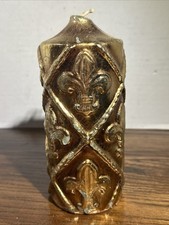 Metal Open-Frame Pillar Candle Holder Lantern with Fleur-de-Lis Finial, Bronze Finish — listing 3