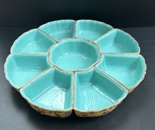 Chinese Famille Rose Porcelain Sweet Meat / Lazy Susan Serving Set in Lacquered Wood Box — listing 3