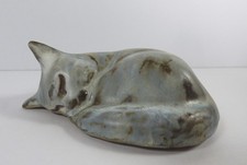 Studio Pottery Stoneware Sitting Cat Figurine, Calico Glaze with Google Eyes — listing 5