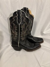 Black Leather Western Cowboy Boots with Traditional Toe Stitching — listing 4