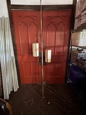 Mid-Century Modern Tension Pole Floor Lamp with Lucite Shades, Brass & Walnut — listing 4