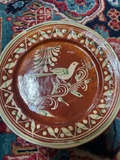 Mexican Redware Pottery Vase with Hand-Painted Black Bird and Floral Motifs — listing 6