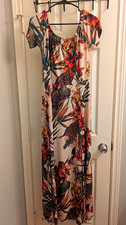 Tropical Floral Striped High-Neck Maxi Dress — listing 6
