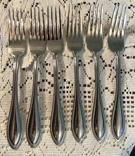 Set of 6 Stainless Steel Dinner Forks with Beaded Edge Pattern — listing 4