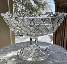 American Brilliant Period Cut Glass Tankard Pitcher with Hobstar, Fan, and Floral Motifs — listing 6