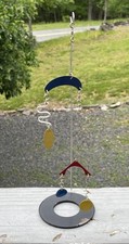 Kinetic Hanging Brass Disc Mobile in the Style of Alexander Calder — listing 5