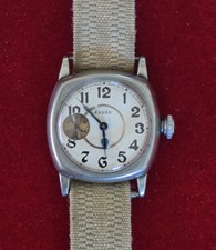 Antique Trench-Style Ladies' Wristwatch with Enamel Dial, Maker Unknown