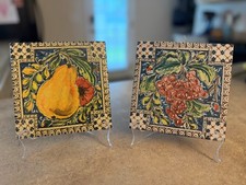 Sicilian Hand-Painted Ceramic Wall Tile with Mount Etna and Traditional Cart (Carretto) — listing 2