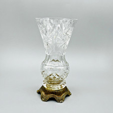 Cut Crystal Trumpet-Form Footed Bud/Flower Vase with Diamond and Fluted Cutting — listing 6