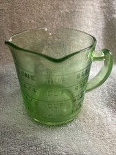 Vintage Kellogg's Green Uranium Depression Glass Measuring Cup with Spouts — listing 3