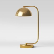 Vintage Brass Table Lamp with Pleated Gold Fabric Shade — listing 3